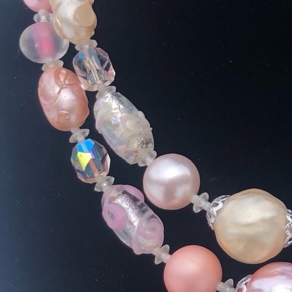 Vintage Japan 2strand pink faux pearl choker - Picture 8 of 10